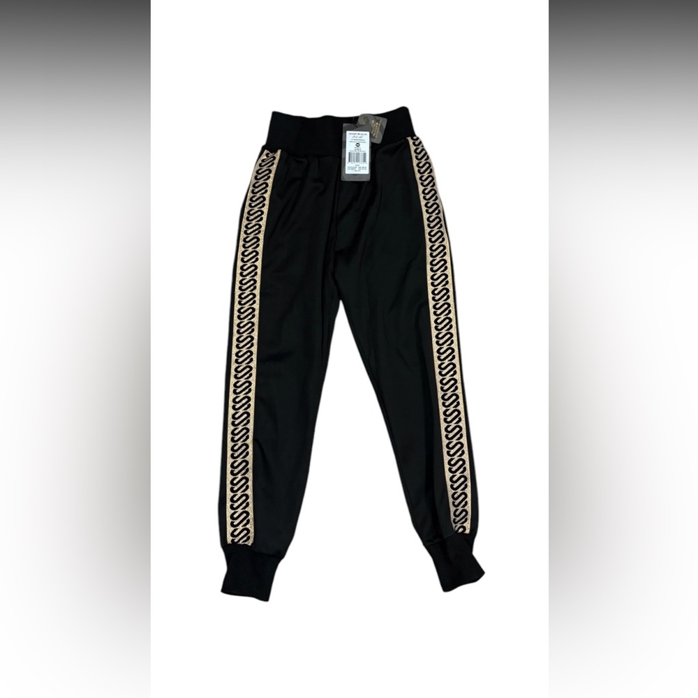 Black Label Cream and Black Joggers with Side Stripes